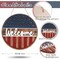 Patriotic 3D Wooden Welcome Sign, Stars and Stripes Hanging Door Wall Decoration for 4th of July, Independence Day, Memorial Day, Wreaths & Home Décor